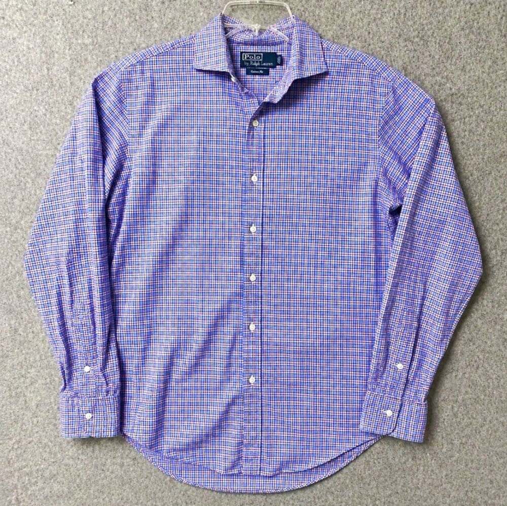 Polo Ralph Lauren Custom Fit Plaid Button-Up Shirt Mens S L/S Blue Multi